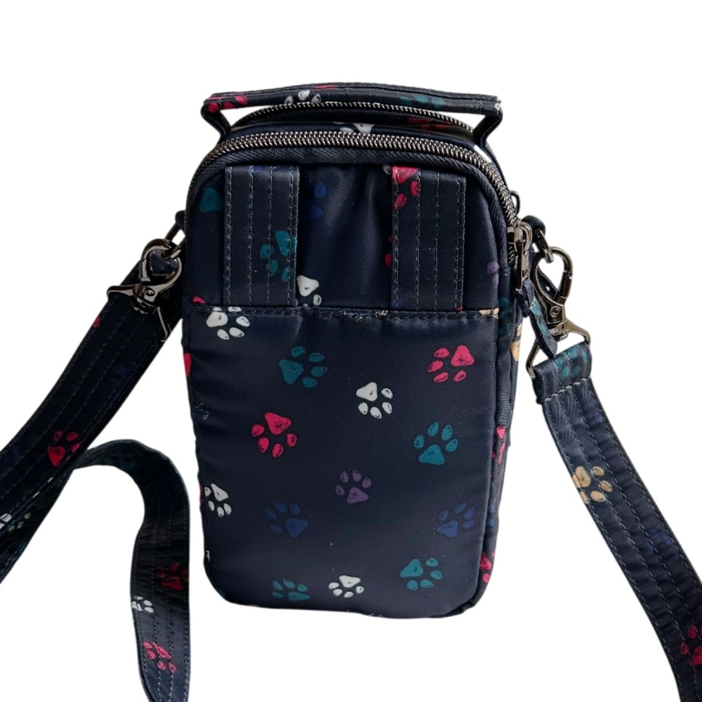 Lug Skeeter Mini Convertible RFID Crossbody Bag Paws Navy Print - Picture 14 of 15
